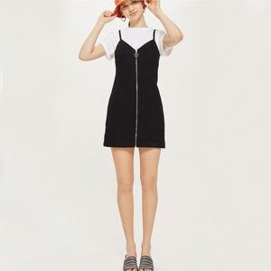 Topshop black denim zip dress